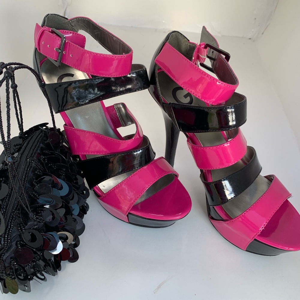 Guess Open Toe Platform Heel Pump